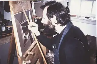 Aan het werk in atelier de Veerpoort te Heusden (1990)