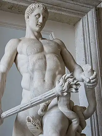 Sculptuur van Hercules die de Hydra verslaat. Kopie uit 4e eeuw v.Chr. van Lysippos