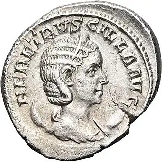 Antoninianus met de beeltenis van Herennia Etruscilla (HER. ETRUSCILLA AUG.).