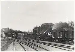 Het Herewegviaduct vanaf het spoor rond 1890
