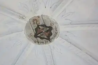 Wapen abdis Anna Catharina de Lamboy in koepel Sacramentskapel, 1661.