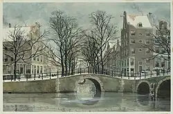 Kruising Herengracht-Blauwburgwal in circa 1910