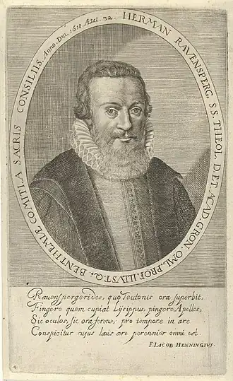 gravure van Steven van Lamsweerde uit 1654 van het in 1618 geschilderde portret van Ravensperger