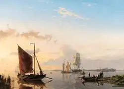 Zeilboten op de Schelde (ca. 1850)