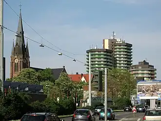 Europaplatz met de Kreuzkirche in Herne