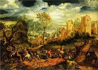 Landschap met de kruisdraging van Christus