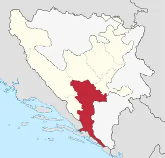 Kaart van Herzegovina-Neretva