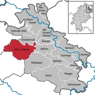 Kaart van Hessisch Lichtenau