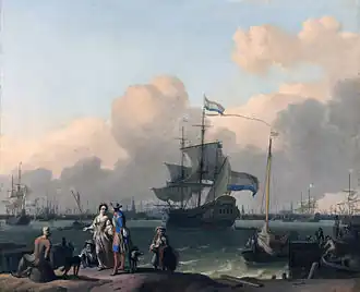 "Het IJ voor Amsterdam met het fregat 'De Ploeg' " (ca. 1690), Ludolf Bakhuizen