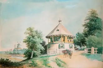 Het Koerhuis kort voor de afbraak in 1866