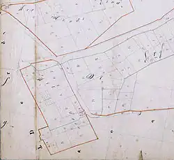 Het Sas op een kadasterkaart uit 1827. (Kadasterkaart, minuutplan, gemeente Alphen en Riel)