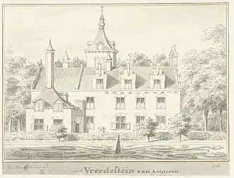 Vredestein (achterzijde) in 1728, door Cornelis Pronk