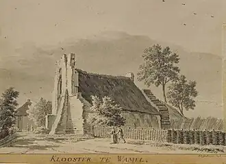 Ruïne van het klooster in 1756