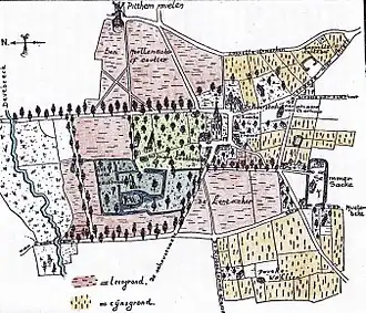 Pittem in 1622 (naar de kaart van Louis de Bersaques)