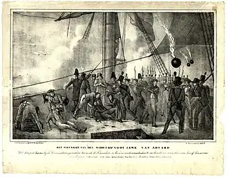 Jan Evert Lewe van Aduard sneuvelt aan boord van de Euridice (1832)