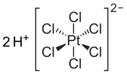 Structuurformule van hexachloorplatinazuur