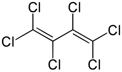 Structuurformule van hexachloorbutadieen
