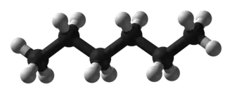 Molecuulmodel van hexaan.