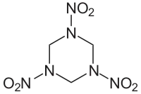 Structuurformule van cyclotrimethyleentrinitramine