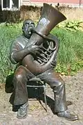 Sculptuur Tubaspeler, 1982, door de Deense beeldhouwer Arne Ranslet