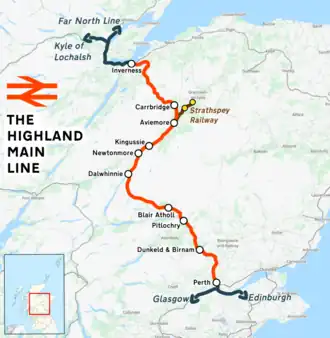 Highland Main Line op de kaart