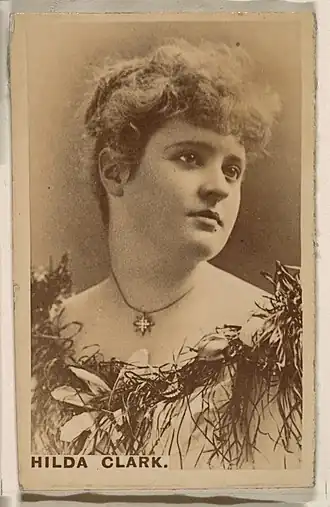 Hilda Clark (ca. 1890), ruil kaart uitgegeven door Kinney Brothers Tobacco Company