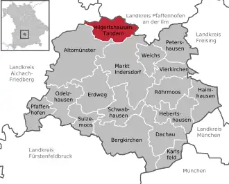 Kaart van Hilgertshausen-Tandern