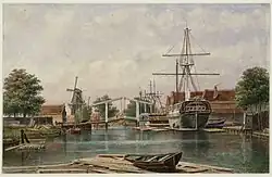 Johannes Hilverdink schilderde de brug (circa 1855)