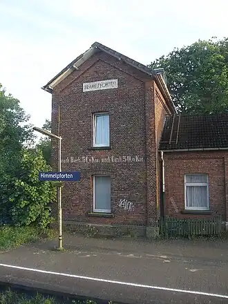 Het inmiddels gesloopte stationsgebouw.