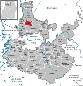 Kaart van Hirschberg an der Bergstraße