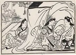 Lovers in boudoir (1682), een voorbeeld van shunga