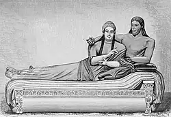 Tekening van de sarcofaag uit de 19e eeuw