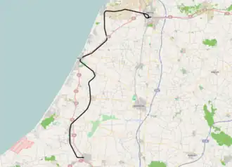 Spoorlijn Hjørring - Aabybro op de kaart