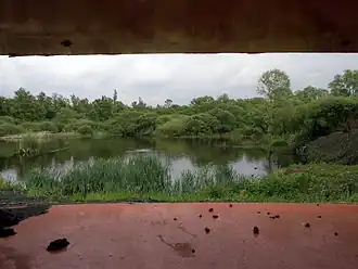 Een plas in het gebied gezien vanaf een van de kijkpunten.