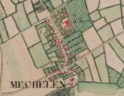 Hof van Oensel op de Ferrariskaart (1771-1778) onder de naam 'Château'