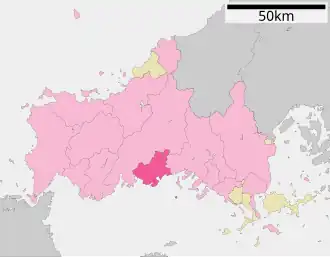 Situering van Hofu in de prefectuur Yamaguchi