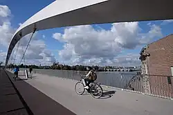 Fietsers op de brug
