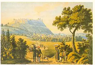 Hohenasperg gezien vanuit Möglingen (ca. 1820)