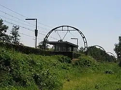 De karakteristieke hoefijzervormige bovenleidingportalen