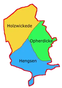 Situering van de drie Ortsteile van de plaats