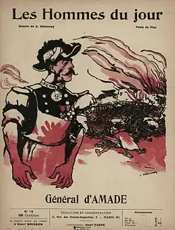 Karikatuur van generaal d'Amade, Les Hommes du jour (1908)