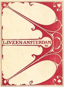 Achterkant Boekbandontwerp van H.P. Berlage voor Hooge Troeven