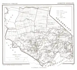 Hoogland in 1868 met de polder Neerduist