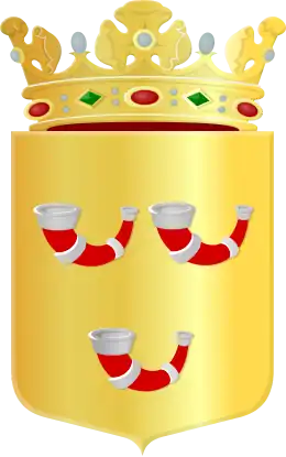 Het wapen van de Nederlands Limburgse gemeente Horn, zonder kroon het wapen van het graafschap Horn