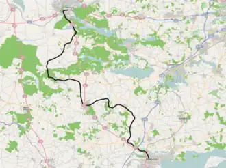 Spoorlijn Horsens - Silkeborg op de kaart
