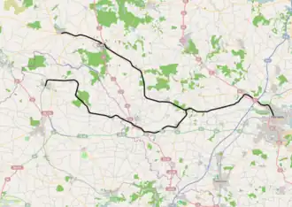 Spoorlijn Horsens - Thyregod op de kaart