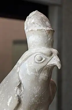 Beeld van Horus uit de tijd van farao Amenhotep II (18de eeuw voor Chr.) in het Koninklijk Museum van Mariemont (België)