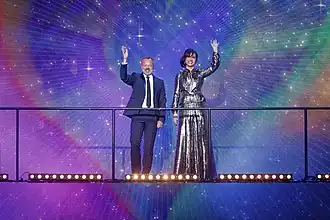 Graham Norton en Petra Mede, presentatoren van Eurovision Song Contest's Greatest Hits.