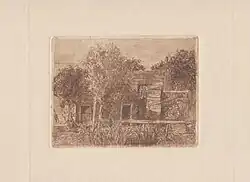 Huis met schuren (ets, 1913)