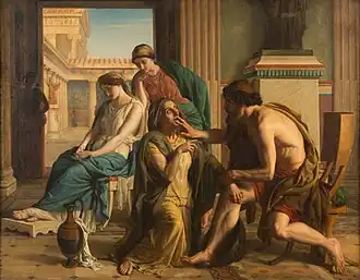 Eurykleia en Odysseus door Charles-Gustave Housez, 1849